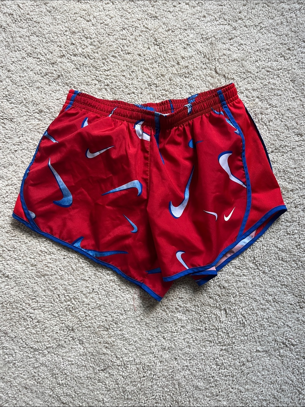 Nike Red and Blue Swoosh Kids Athletic Shorts